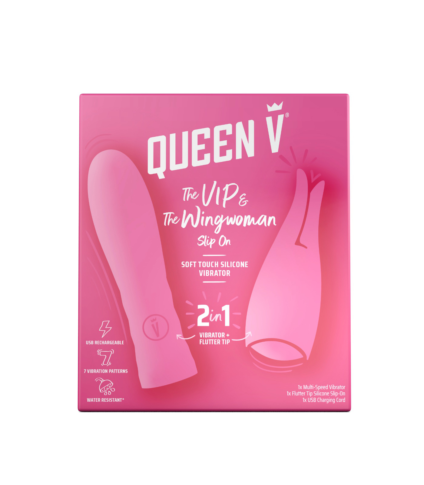 QUEEN V® The VIP & The Wingwoman Slip On - Soft Touch Silicone Vibrator 2in1