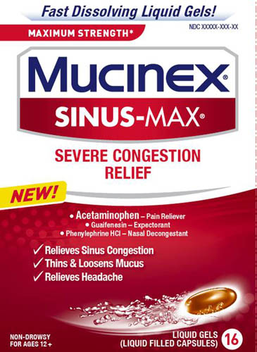MUCINEX® SINUS-MAX® Severe Congestion Relief Liquid Gels