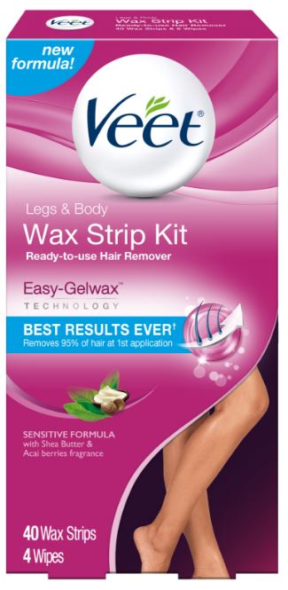 VEET® Wax Strip Kit Hair Remover - Legs & Body - Wipes