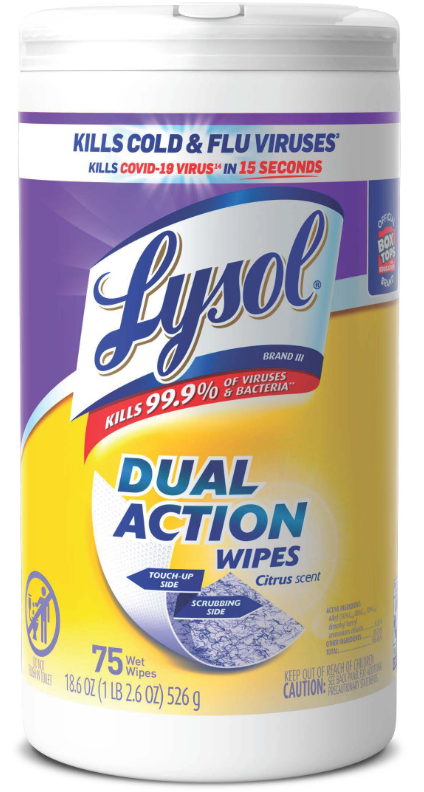 LYSOL Dual Action Disinfecting Wipes  Citrus