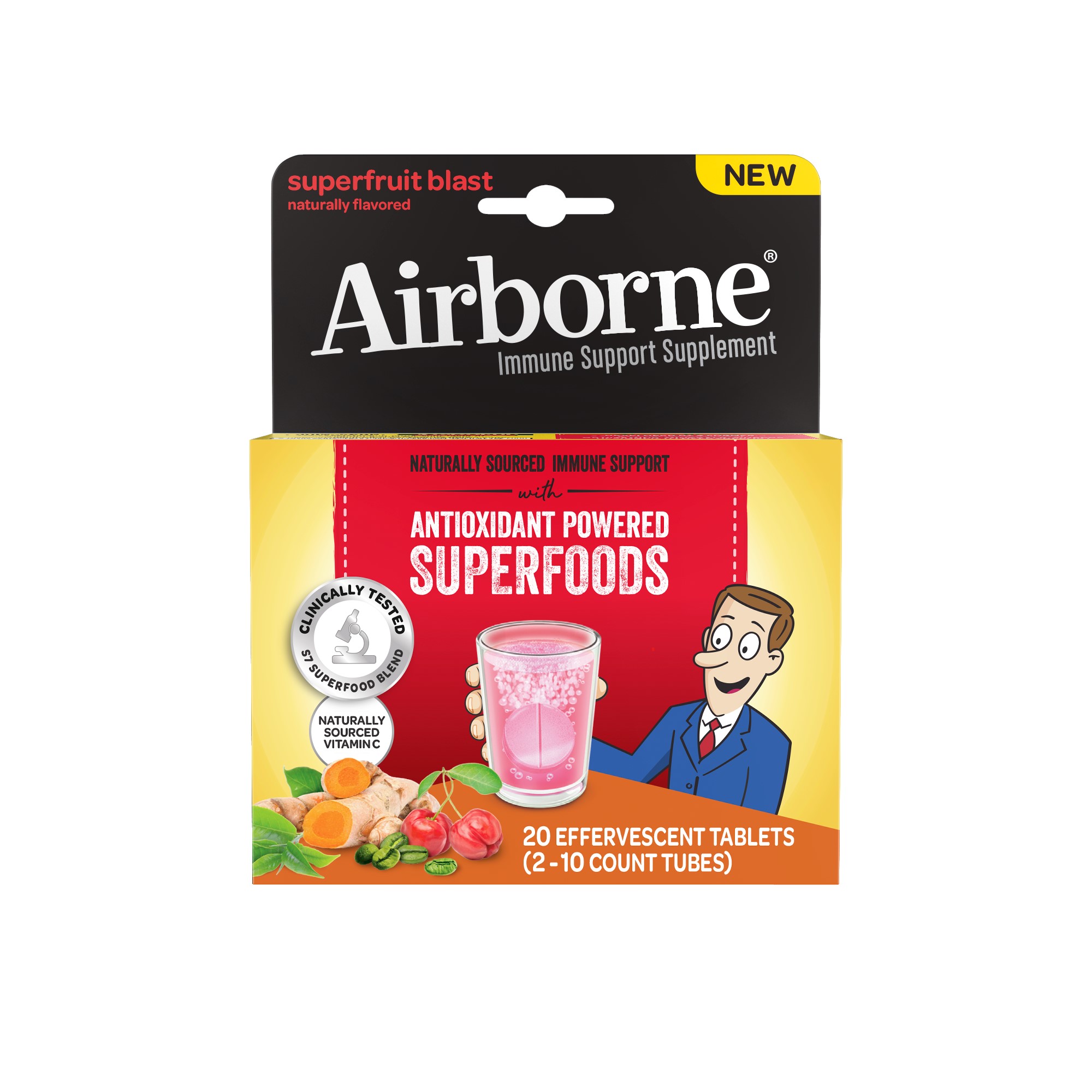 AIRBORNE Antioxidant Powered Superfoods Effervescent Tablets  Superfruit Blast