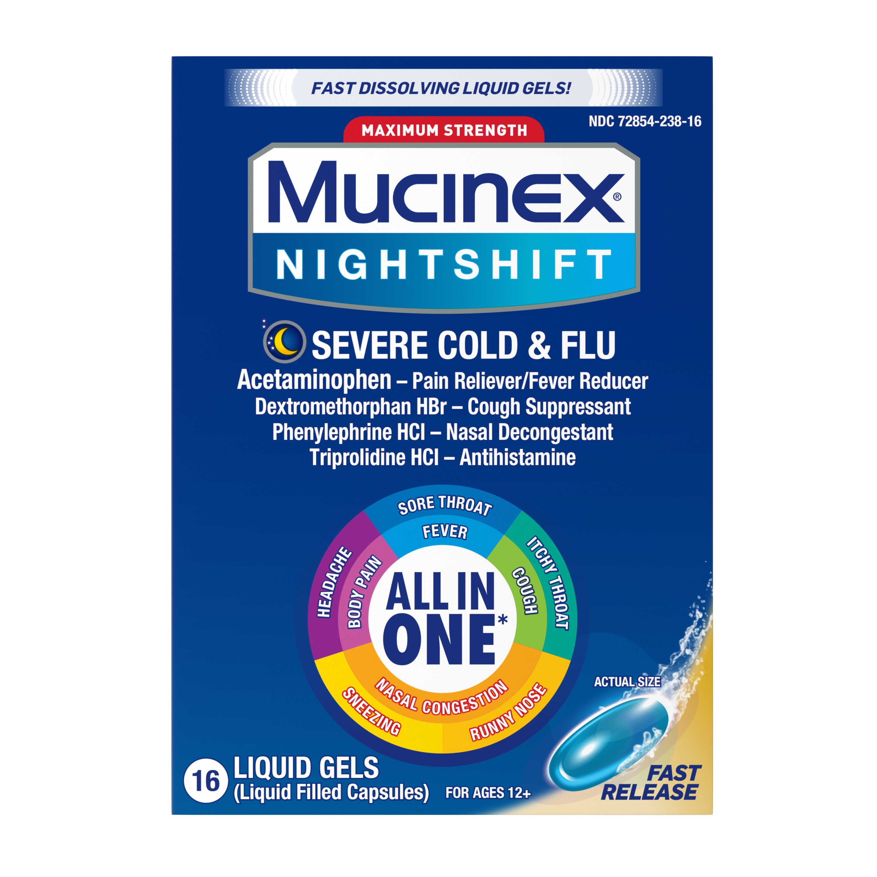 MUCINEX FASTMAX Nightshift Severe Cold  Flu Fast Release Liquid Gels