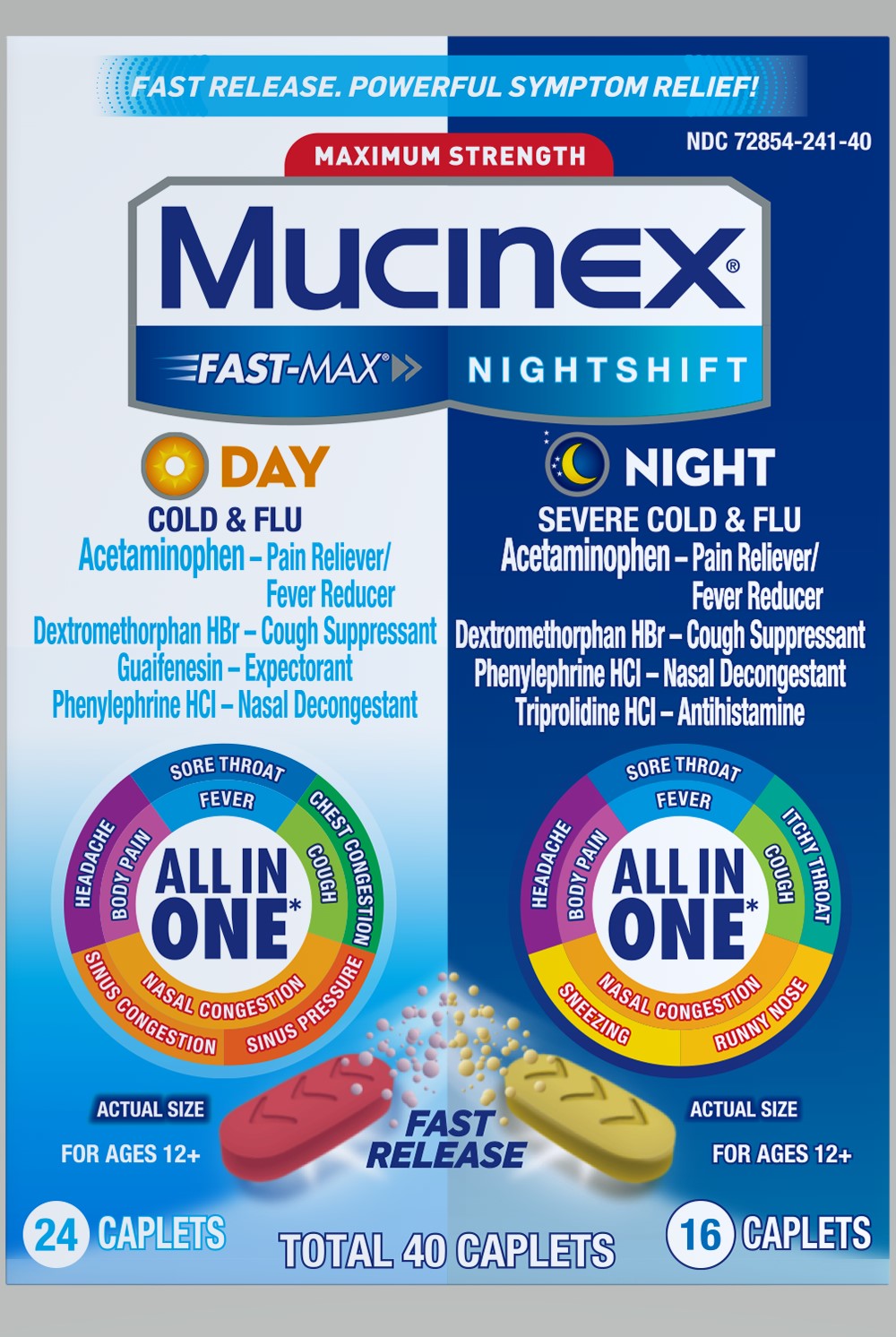 MUCINEX FASTMAX Caplets  Day Night Cold  FluDay Photo