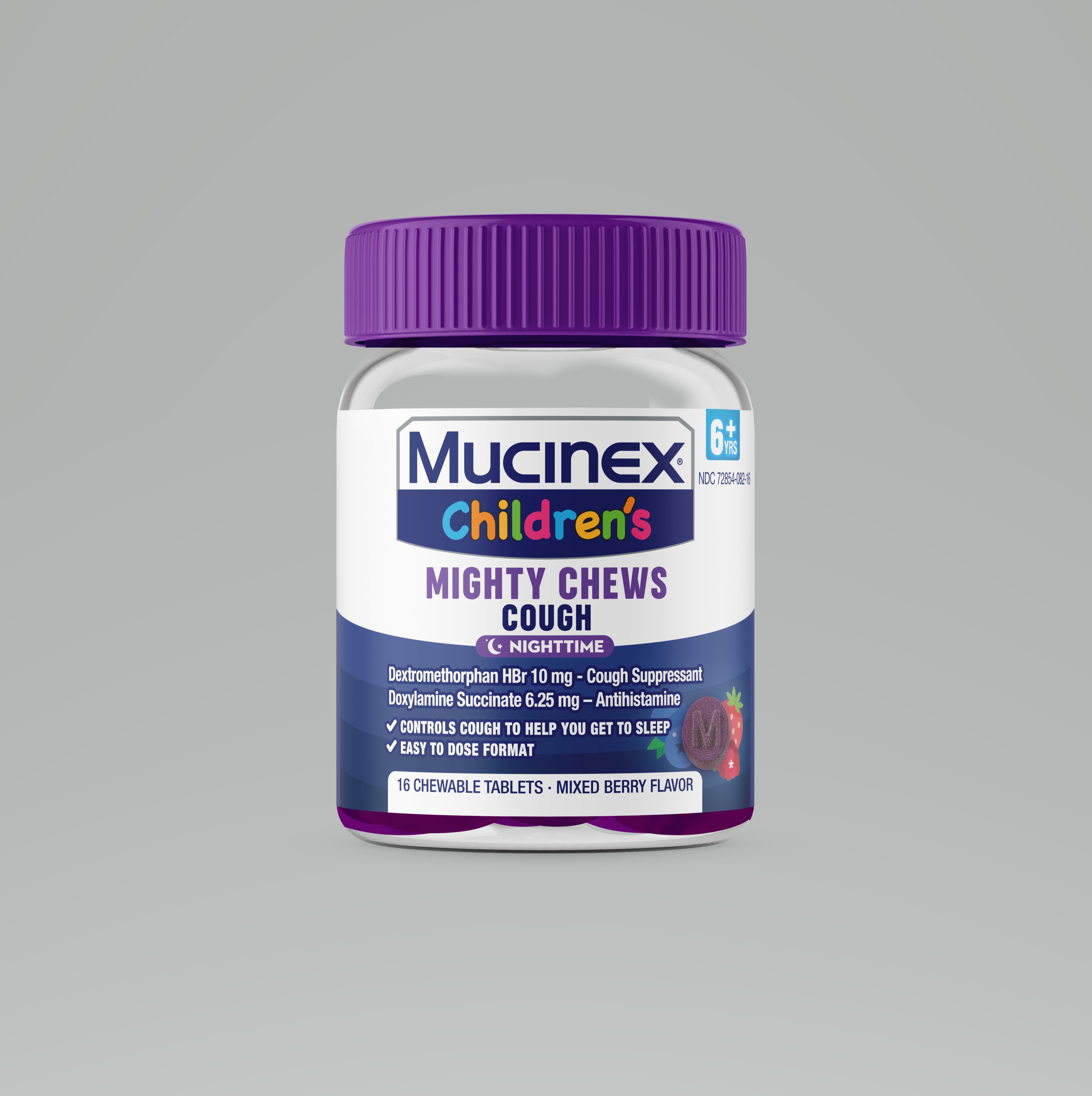 MUCINEX® Children's Mighty Chews - Nighttime Cough - Mixed Berry Flavor