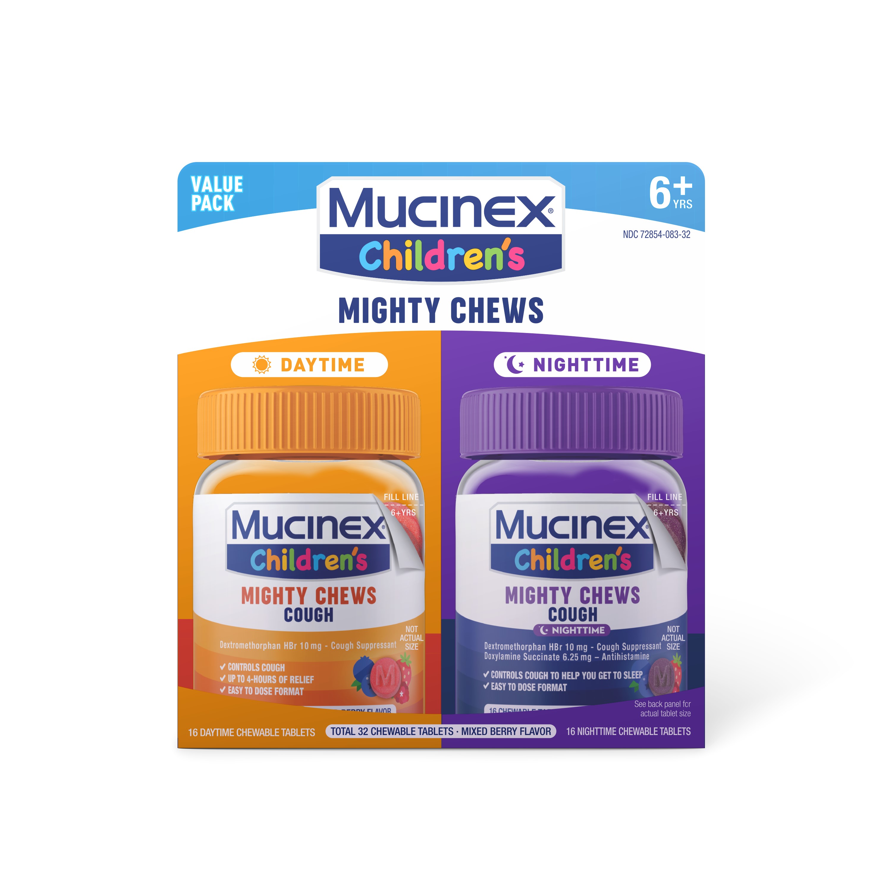 MUCINEX Childrens Mighty Chews  Cough Combo Pack Nighttime