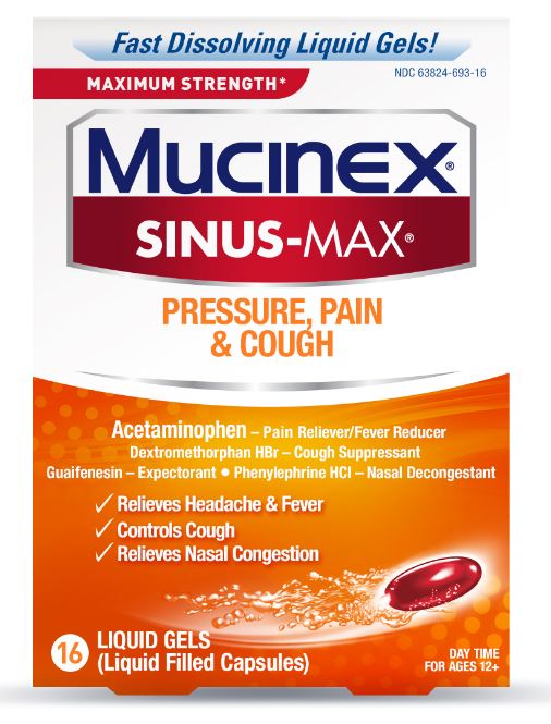 MUCINEX® SINUS-MAX® Liquid Gels - Pressure, Pain & Cough