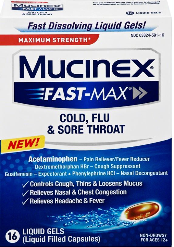 MUCINEX® FAST-MAX® Liquid Gels - Cold, Flu & Sore Throat