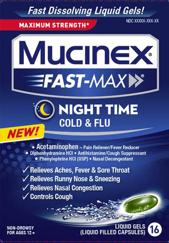 MUCINEX® FAST-MAX® Night Time Cold & Flu Liquid Gels
