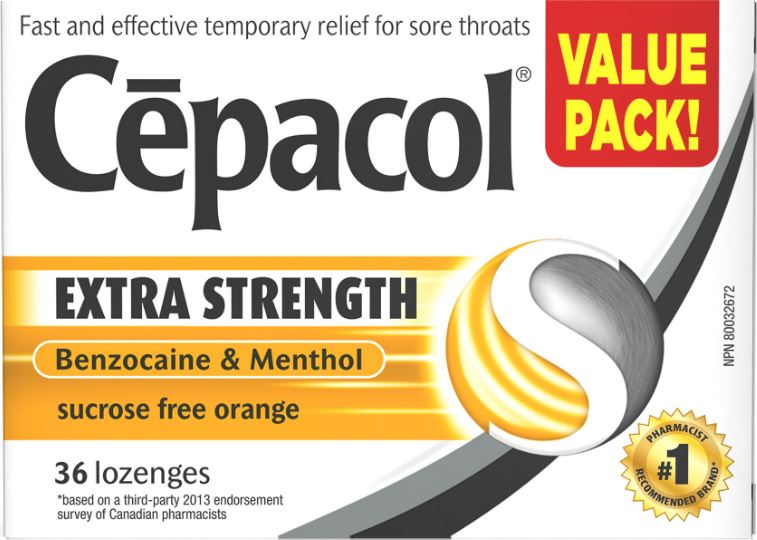 CEPACOL® Extra Strength Sucrose Free Orange Lozenges (Canada)