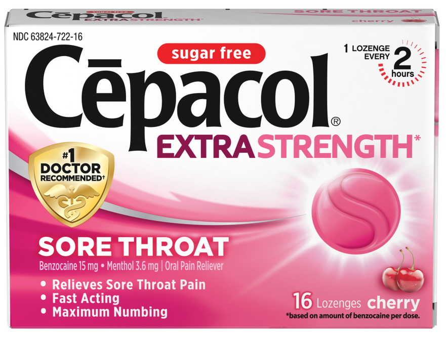 CEPACOL Extra Strength Sore Throat Lozenges  Sugar Free Cherry 