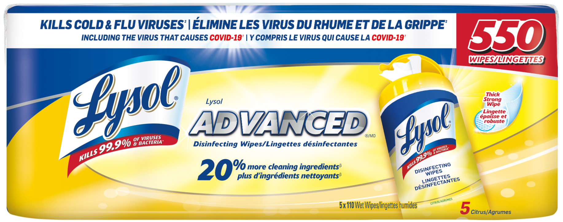 LYSOL® ADVANCED™ Disinfecting Wipes - Citrus (Canada)