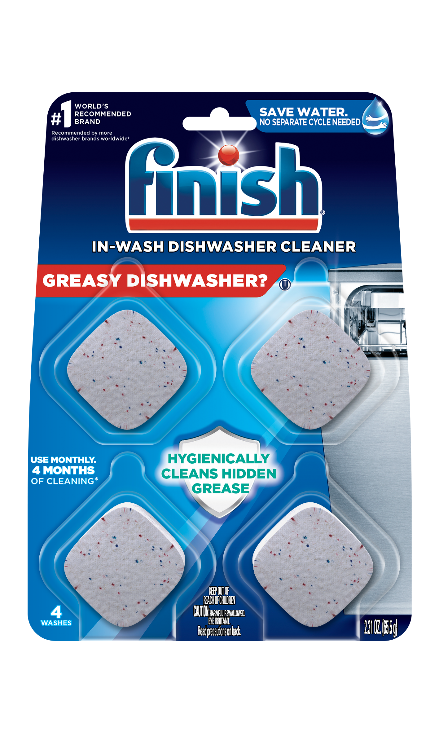 FINISH InWash Dishwasher Cleaner  4 Tablets