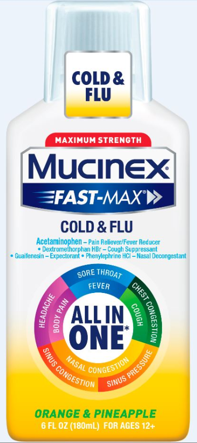 MUCINEX® FAST-MAX® Adult Liquid - Cold & Flu Orange & Pineapple