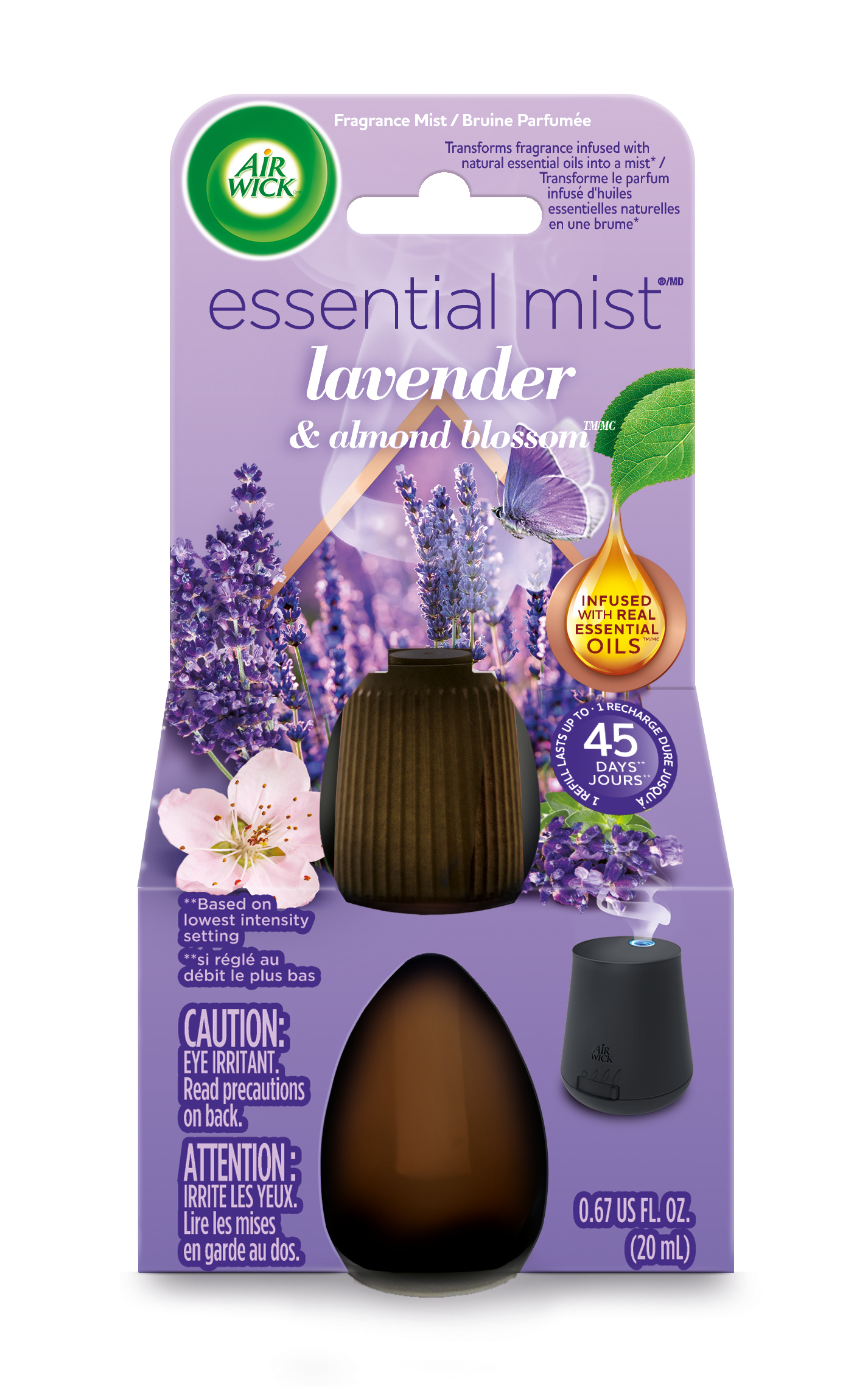 Air Wick Essential Mist Refill, Lavender And Almond Blossom, 0.67 Oz,  6/Carton - RAC98552