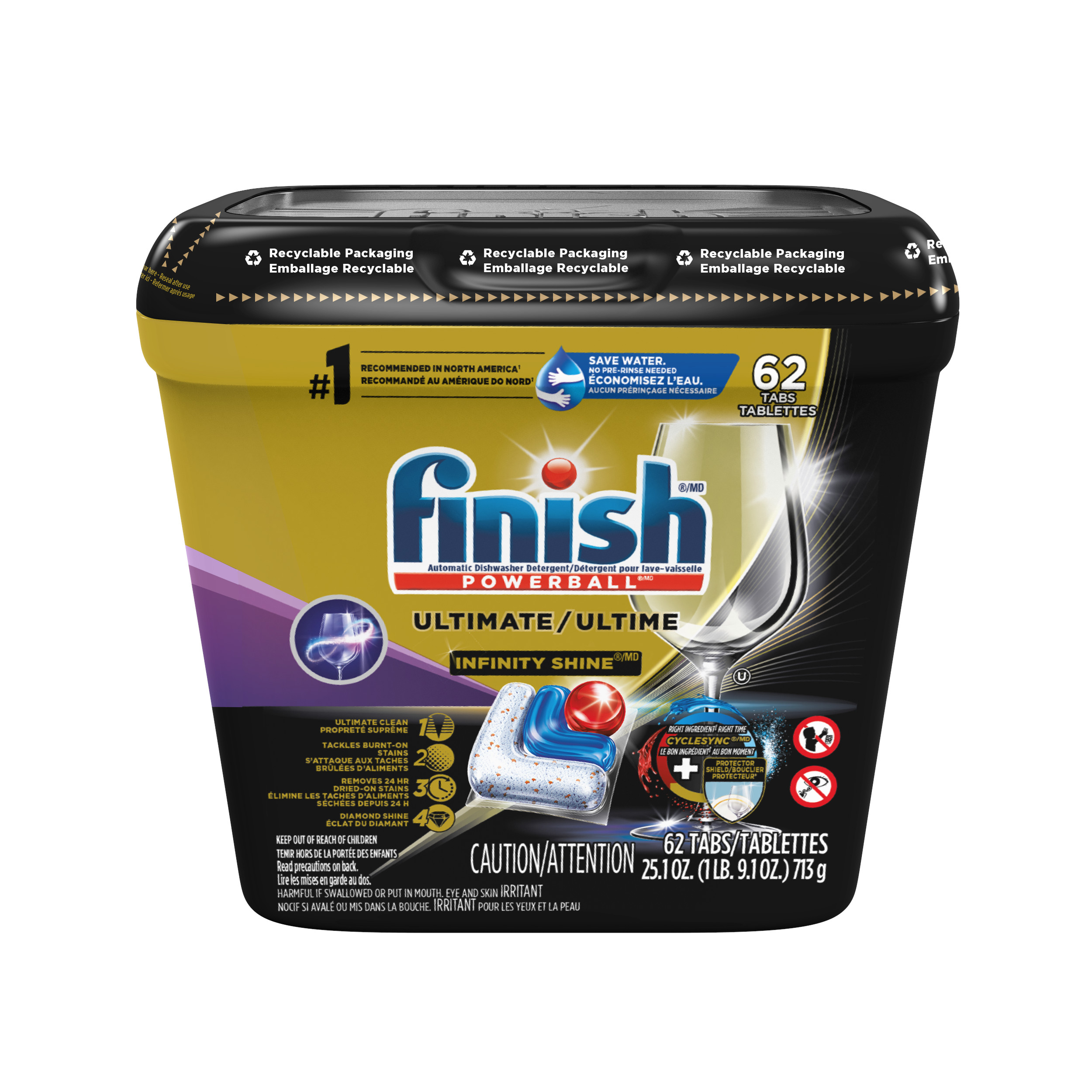 Finish Powerball Automatic Dishwasher Detergent Ultimate Clean Cyclesync  11Tabs